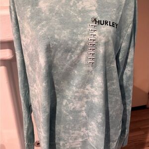 Hurley Light Blue/ Teal + White Casual Shirt long sleeve size large. NWT.